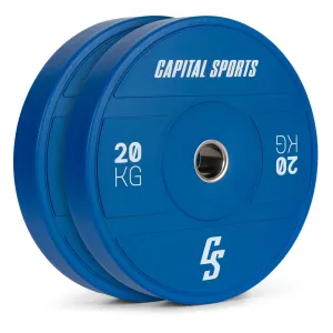 Capital Sports Nipton 2021, disk uteg, bumper plate, 2 x 20 kg, Ø 54 mm, tvrda guma