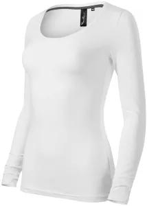 Ženska majica dugih rukava i dubljeg dekoltea, bijela, XS