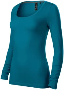Ženska majica dugih rukava i dubljeg dekoltea, petrol blue, XL