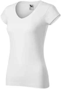 Ženska majica slim fit s V izrezom, bijela, XS