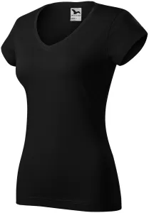 Ženska majica slim fit s V izrezom, crno, XS