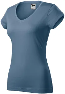 Ženska majica slim fit s V izrezom, denim, XS #265525