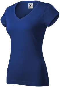 Ženska majica slim fit s V izrezom, kraljevski plava, XS