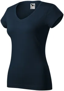 Ženska majica slim fit s V izrezom, tamno plava, XS #265489