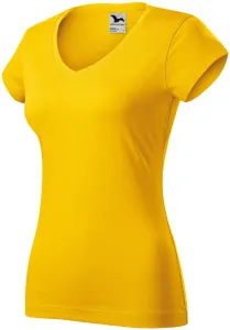 Ženska majica slim fit s V izrezom, žuta boja, XS