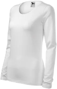 Ženska majica uskog kroja s dugim rukavima, bijela, S #257991