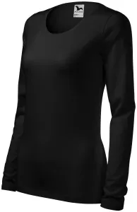 Ženska majica uskog kroja s dugim rukavima, crno, XS