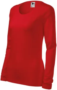 Ženska majica uskog kroja s dugim rukavima, crvena, M