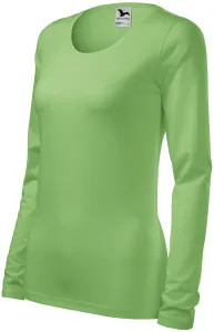 Ženska majica uskog kroja s dugim rukavima, grašak zeleni, L #258119