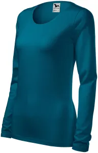 Ženska majica uskog kroja s dugim rukavima, petrol blue, XS