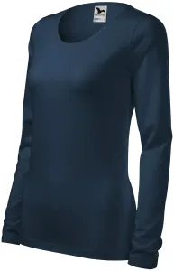Ženska majica uskog kroja s dugim rukavima, tamno plava, XL