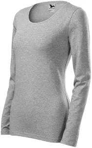 Ženska majica uskog kroja s dugim rukavima, tamno sivi mramor, S