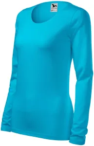 Ženska majica uskog kroja s dugim rukavima, tirkiz, XL