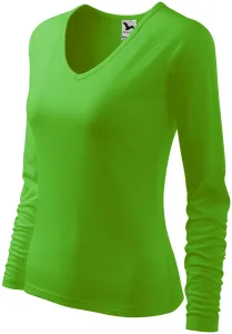 Ženska majica uskog kroja, V izrez, jabuka zelena, M