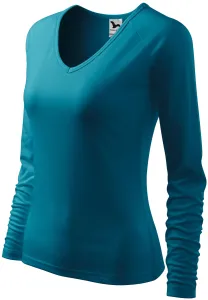 Ženska majica uskog kroja, V izrez, tamno tirkizna, XL