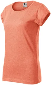 Ženska majica zasukanih rukava, narančasti mramor, S #265239
