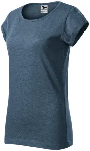 Ženska majica zasukanih rukava, tamni traper mramor, 2XL