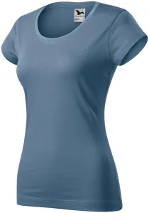 Ženska tanka majica kratkog kroja s okruglim izrezom, denim, L