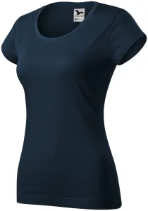 Ženska tanka majica kratkog kroja s okruglim izrezom, tamno plava, M