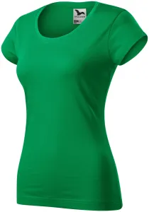 Ženska tanka majica kratkog kroja s okruglim izrezom, trava zelena, S