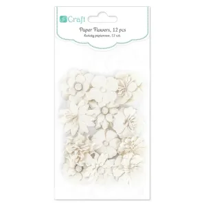 Papirni cvijetovi bijeli - pakovanje 12 kom  (dekoracije od)