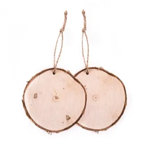 Drvene okrugle isječci s kanapom | 2 kom (drvene dekoracije)