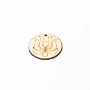 Drveni proizvod za izradu nakita - krug s ornamentom - 4.5 cm ()
