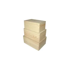 Set drvenih kutija sa poklopcem za dekoriranje - 3 kom  (set)