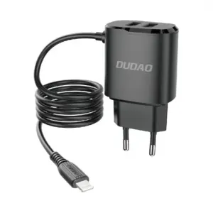 Dudao A2ProL 2x USB punjač, Lightning kabel 12W, crno
