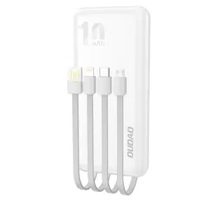 Dudao K6Pro Power Bank 10000mAh 2x USB + kabel USB / USB-C / Lightning / Micro USB, bijela #362574