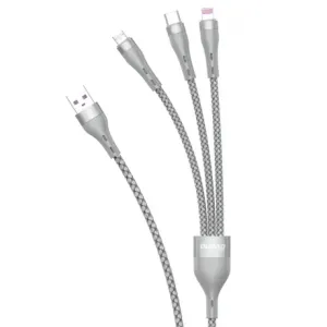 Dudao L20X 3in1 kabel USB - Lightning / microUSB / USB-C 65W 1.2m, siva #362642