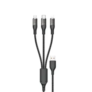 Dudao L22X 3in1 kabel USB - USB-C / microUSB / Lightning 120W, siva