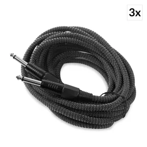 Electronic-Star 6.3 mm jack kabel, set 3 kom, 6 m, mono, textilni, crno-bijeli