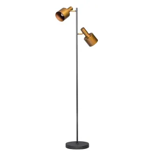 Dizajn podna svjetiljka crna s 2 zlatne mrlje - Conter