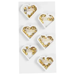 Naljepnice za vjenčanje - srca sa zlatnim perlicama