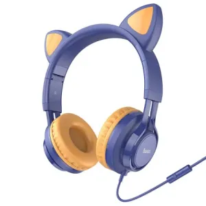 Hoco W36 slušalice z mačjimi ušesi 3.5mm mini jack, tamnoplava