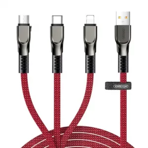 Joyroom 3in1 kabel USB - Lightning / Lightning / USB-C 3.5A 1.3m, crvena #369114