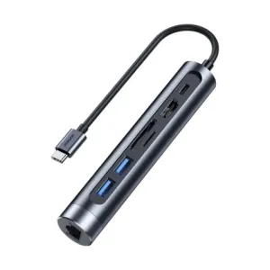 Joyroom S-H111 HUB adapter 2x USB / USB-C / HDMI 4K / RJ-45 / SD / Micro SD 100W, siva #368975