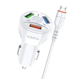 KAKU Car Charger auto punjač 3xUSB QC 4.8A 20W + Micro USB kabel, bijela #369312