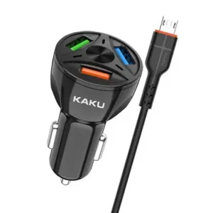 KAKU Car Charger auto punjač 3xUSB QC 4.8A 20W + Micro USB kabel, crno #369311