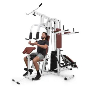 KLARFIT Ultimate Gym 9000, 7 stanica, do 120 kg, QR čelik, bijela