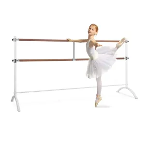 KLARFIT Barre Marie, dvostruka šipka za balet, 220 x 113 cm, 2 x 38 mm Ø, bijela