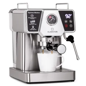Klarstein Lubica, aparat za espresso kavu, 19 barova, cca 10 šalica, 1,8 litara, pjenilica za mlijeko