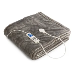Klarstein Dr. Watson SuperSoft, grijaća deka, 120 W, 180 x 130cm, dugačka mikrovlakna, krem / siva