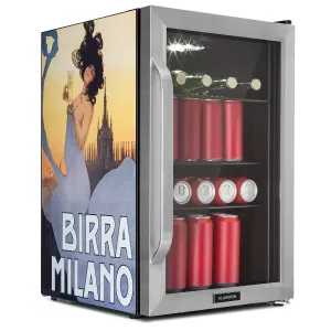 Klarstein Beersafe 70, Birra Milano Edition, hladnjak, 70 litara, 3 police, panoramska staklena vrata, nehrđajući čelik #5461