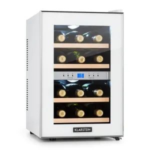 Klarstein Reserva, vinoteka za hlađenje, 34 l, 12 flaša, 2 zone za hlađenje, 7-18°C, bijela boja
