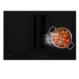 Klarstein Chef-Fusion Down Air sustav, indukcijsko kuhalo + DownAir napa, 77 cm, 600 m³/h EEC A