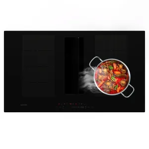 Klarstein Chef-Fusion Down Air sustav, indukcijsko kuhalo + DownAir napa, 90 cm, 600 m³/h EEC A