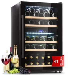 Klarstein Barossa 40D, vinoteka, 2 zone, 135 l, 41 boca, staklena vrata, zaslon osjetljiv na dodir