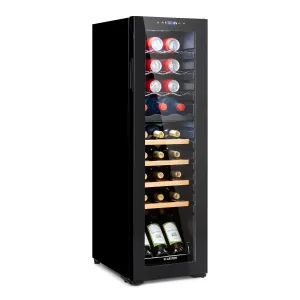Klarstein Bovella 27 Duo +, dvozonski hladnjak za vino, 74L, 27 boca, staklena vrata #485531